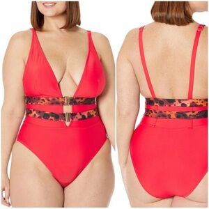 FOX & ROYAL CITY CHIC Women’s Size XL/22 Red Tigerlily Vibeka One-Piece Swimsuit